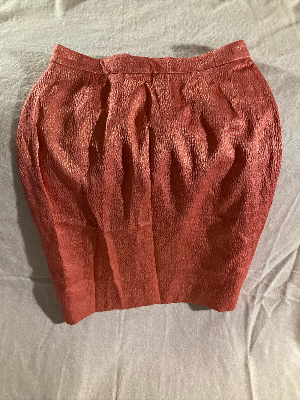 Balenciaga Textured Coral-Red Pencil Skirt